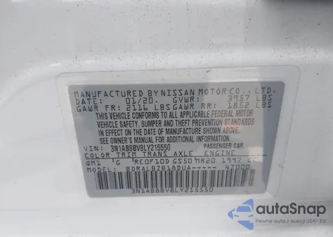 2020 Nissan Sentra S Xtronic Cvt из США, поврежденный, VIN 3N1AB8BV8LY215550